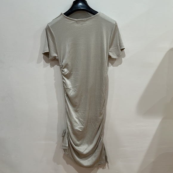 Forever 21 Poof Women’s Ruched Drawstring T-Shirt Dress Bodycon Tibbed Taupe M - Picture 9 of 9